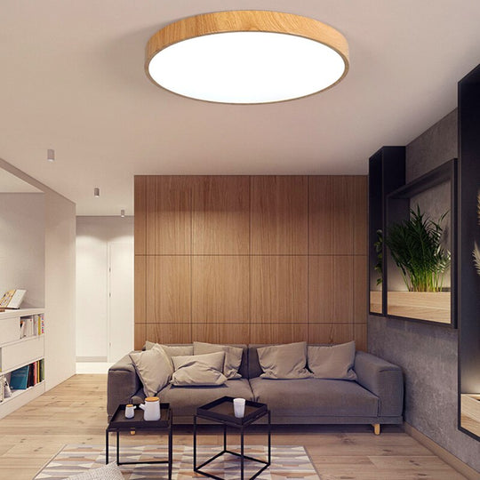 Ultra - Thin Wood Grain Led Ceiling Light Modern Lamp Living Room Lighting Fixture Bedroom Kitchen