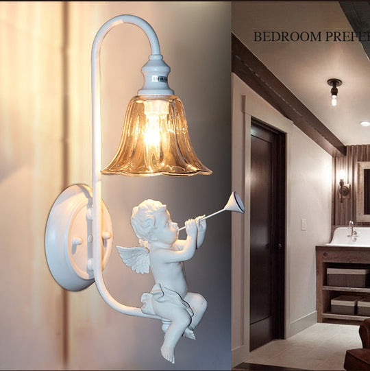 Nordic Wall Lamp Angel Pastoral Bedside Light Foyer Study Classic Interior Home Decor Corridor