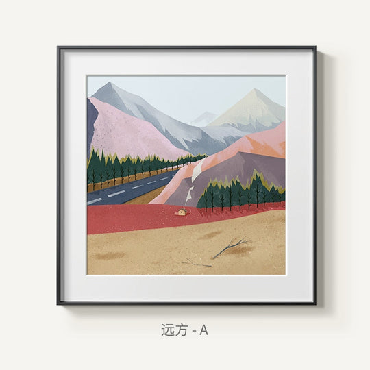 Scandinavian Abstract Landscape Canvas Poster: Modern Mountain Painting 30X30Cm (No Frame) / A Wall