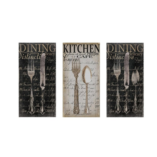 Vintage Cutlery Canvas Art: Knives And Forks Posters Prints 30X60Cm No Frame / Pt1963 Wall Painting
