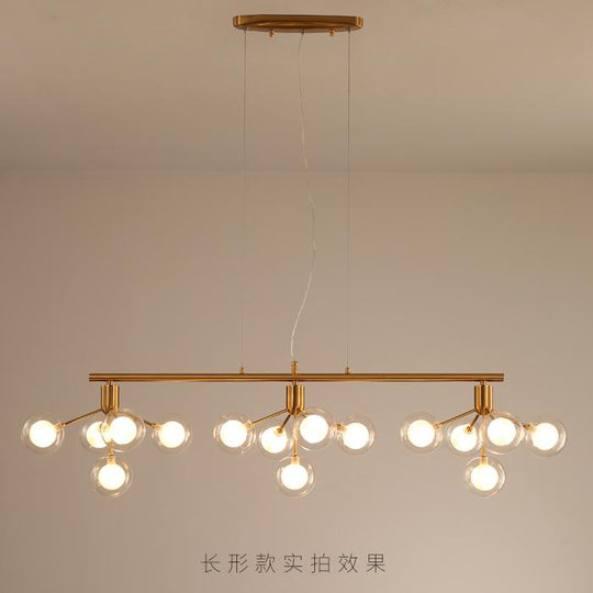 Modern Led Chandelier Lighting Ac90V - 260V Living Room Restaurant Transparent Glass Ball 15 Heads