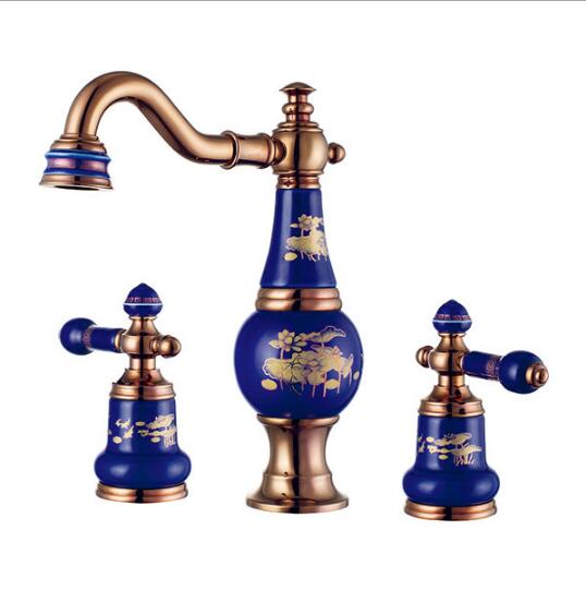 Rose Gold Brass Ceramic And Basin Faucet Hot Cold Wash Kitchen Bathroom Shower Set Tap Toilet Bath