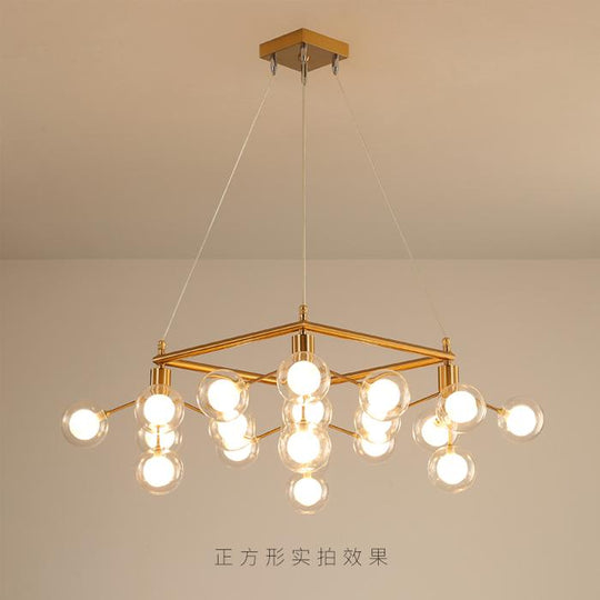 Modern Led Chandelier Lighting Ac90V - 260V Living Room Restaurant Transparent Glass Ball 20 Heads