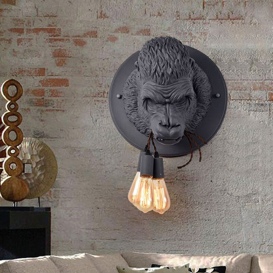 Retro Modern Resin Gorilla Wall Lamp - Nordic Led Sconce For Loft Bedroom Home Decor Unique Light