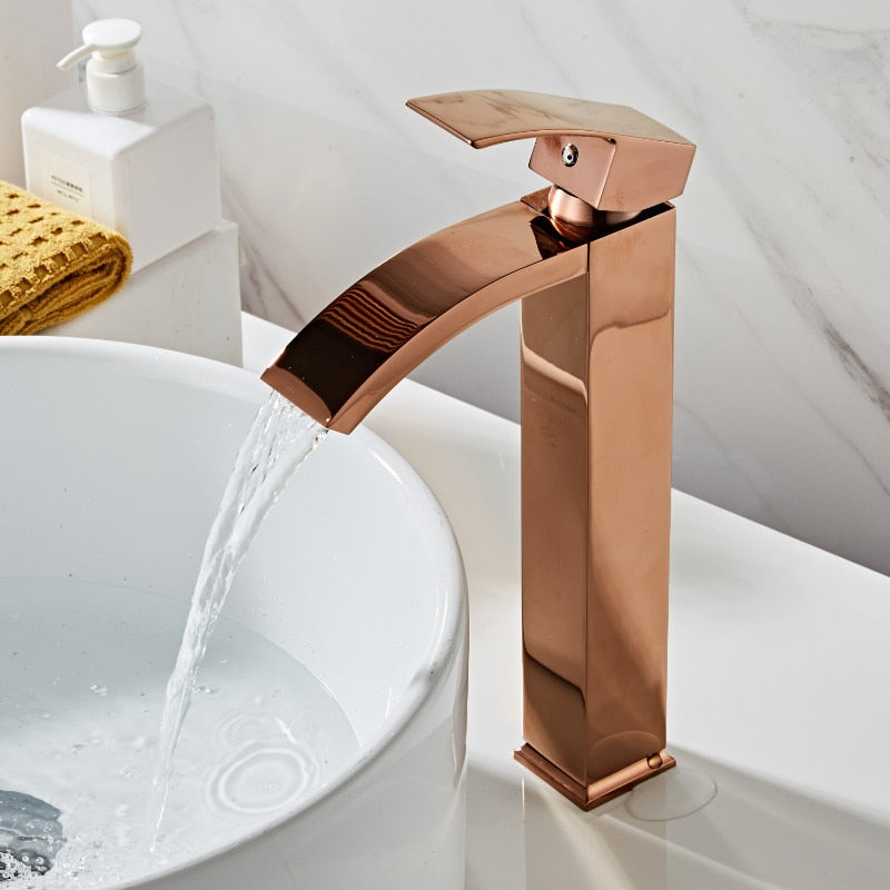 Basin Faucet Brass Bathroom Single Handle Torneiras Para Pia De Banheiro Rose Gold Sink Wash