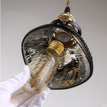 America Country Vintage Pendant Light With Glass Lampshade In Loft Industrial Lamp Handlamp