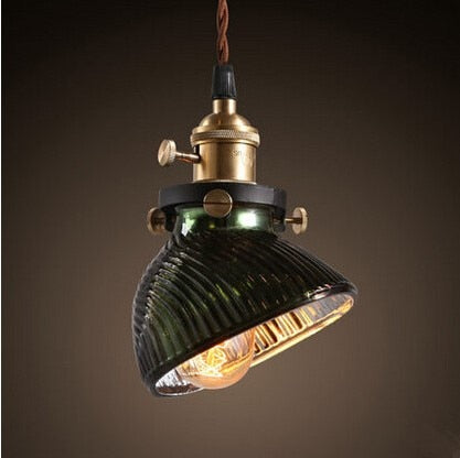 America Country Vintage Pendant Light With Glass Lampshade In Loft Industrial Lamp Handlamp