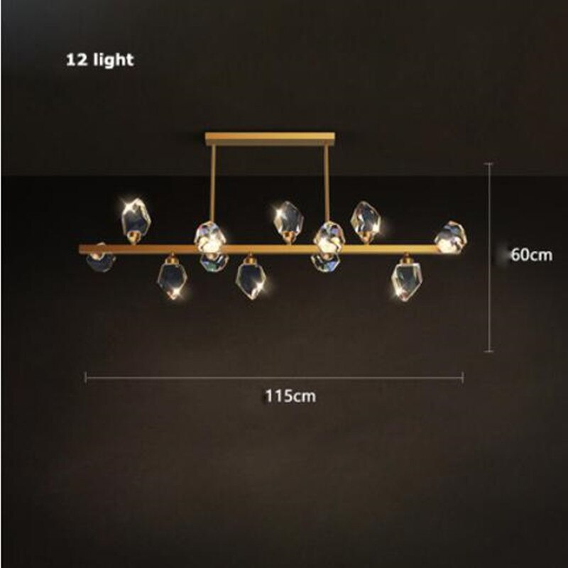 Led Postmodern Crystal Copper Round Chandelier - Elegant Lighting For Dining Rooms 115Cm 60W