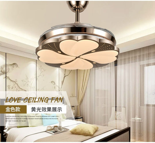 Modern Led Ceiling Fan With Remote - Features Three - Color Dimming And 4 Retractable Blades Model