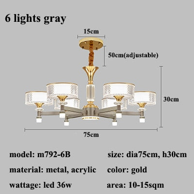 Modern Remote Dimmable Led Chandelier Lighting Living Room Decor Chandeliers Lamp Bedroom Hanging