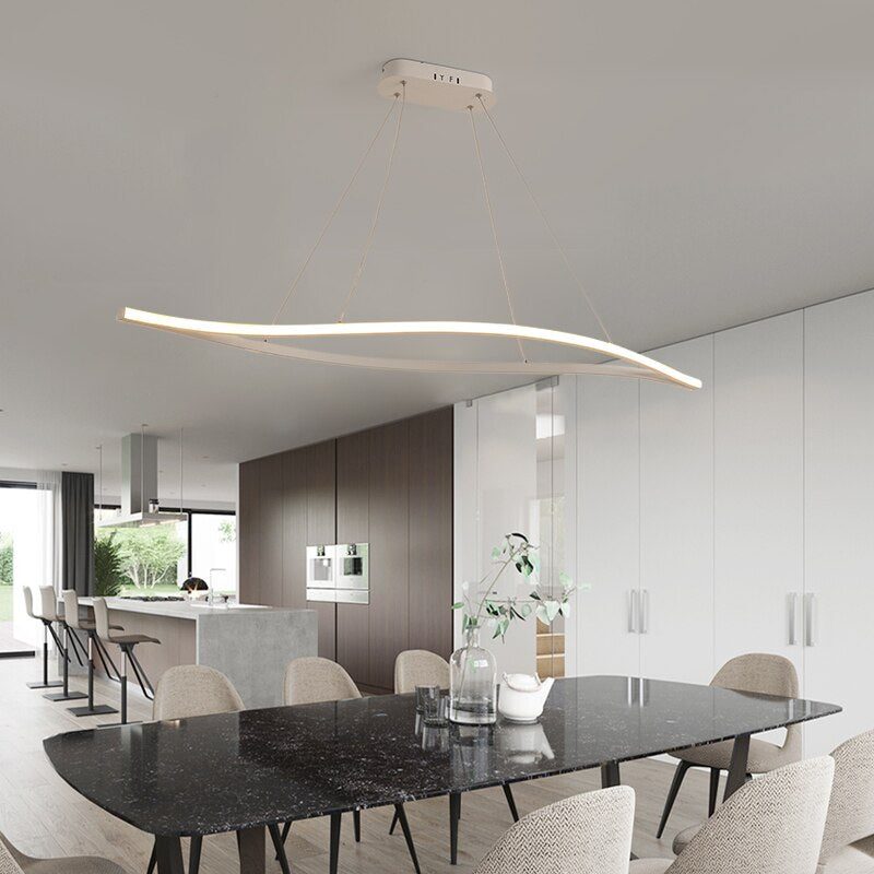 Modern Led Lamp Leaf Matte Black Suspension Chandelier Restaurant Kitchen Room Lighting Decoration