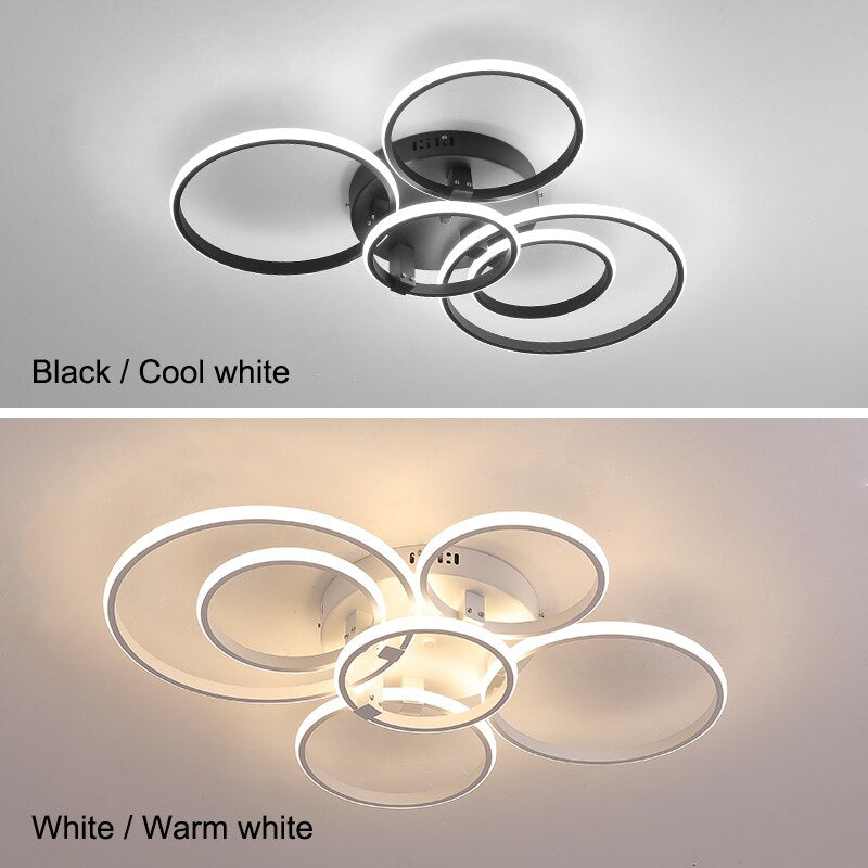 Hot Led Chandelier Lights Dimmable+App Rings Designer For Living Room Bedroom Ceiling Modern