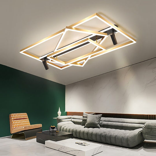 Golden Ultra-Thin Living Room Headlights New Ceiling Lamp Creative With Spotlights Modern Minimalist