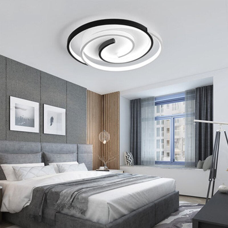 Geometric Creative Aluminum Round Simple Modern Led Bedroom Living Room Study Ceiling Light Light