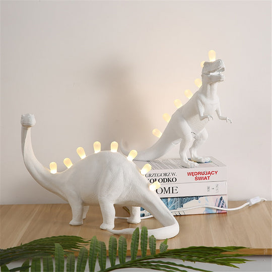 Jurassic Dinosaur Resin Table Lamps - Brontosaurus & T - Rex Led Desk Lamp Home Art Decor Bedroom