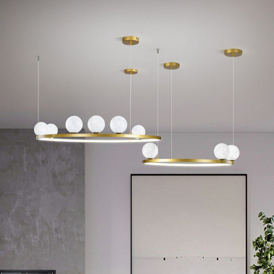 Modern Simple Moon Chandelier Lighting 3D Printing Black Or Gold Creative Led Hanging Lamp For