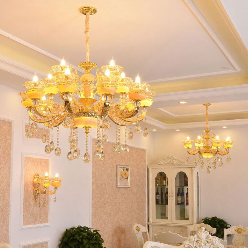 European Style Duplex Building Large Chandelier Villa Hollow Living Room Luxury Hotel Lobby