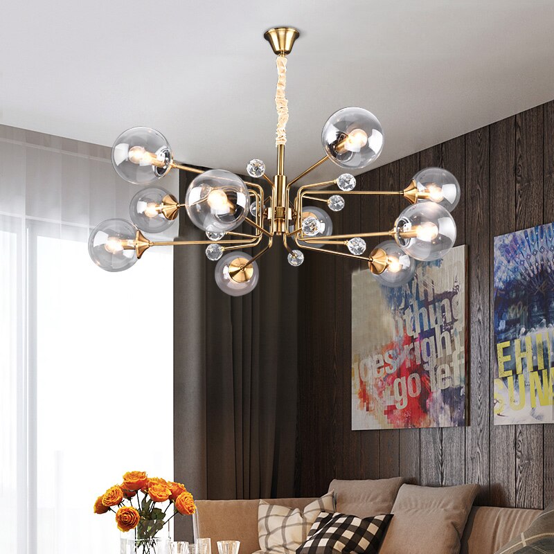 Luxury Modern Magic Bean Molecule Chandelier Amber/Smoke Gray Glass Led Indoor Lighting Restaurant