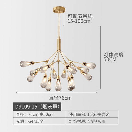 Nordic Copper Luxury Led Chandelier Lighting Firefly Dining Living Room Creative Hanging Lamp