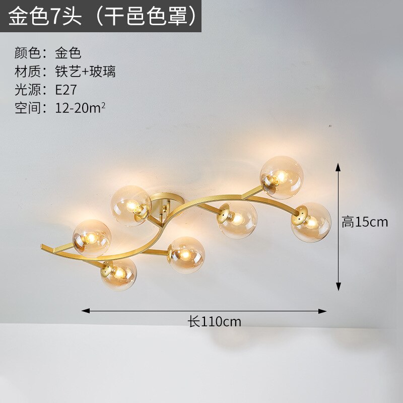 Modern Glass Ball Led Ceiling Lamps For Kitchen Pendant Lamp Bedroom Creative Tree Branch Light