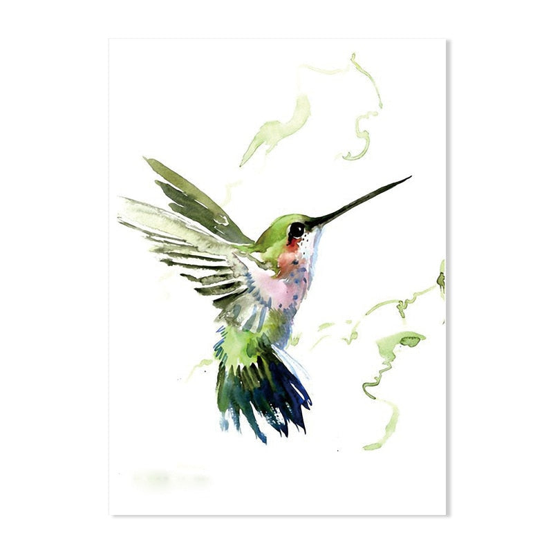 Bright Abstract Hummingbird Watercolor Canvas Art Perfect For Living Room Decor 13X18Cm Unframed /