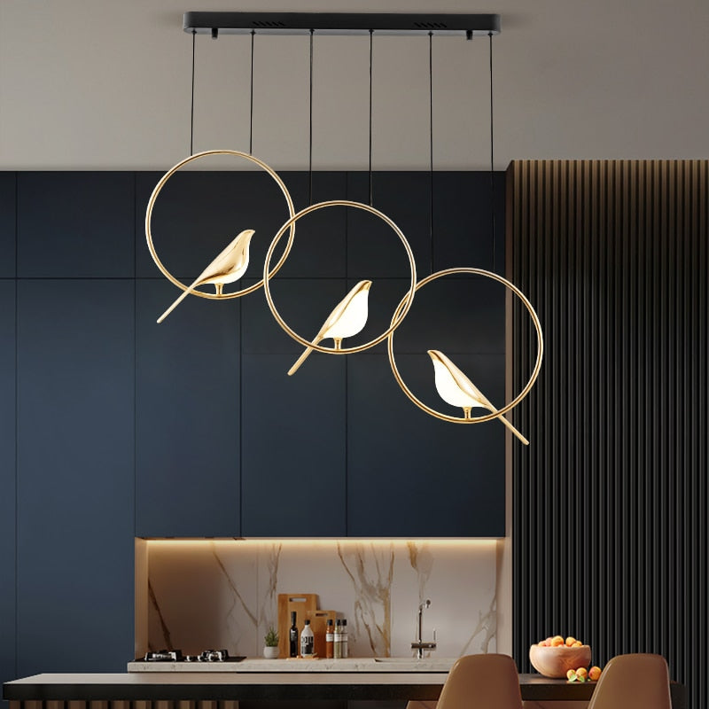 Nordic Bird Chandelier Simple Round Magpie For Bedroom Bedside Lamp Living Room Bar Table Dining