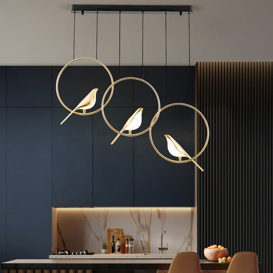 Nordic Bird Chandelier Simple Round Magpie For Bedroom Bedside Lamp Living Room Bar Table Dining