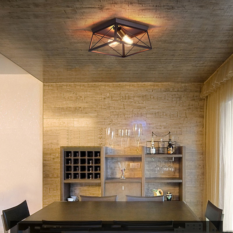 American Retro Industrial Ceiling Lamp Farmhouse Corridor Dining Room Kitchen Bedroom Balcony Light
