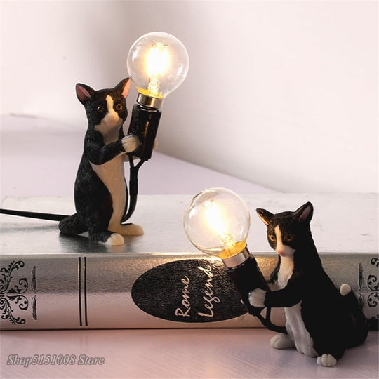 Nordic Animal - Themed Resin Cat Table Lamp - Children’s Bedroom Desk Light Home Decor Night