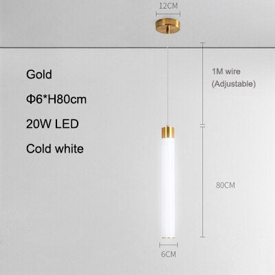 Single Head Cream White Pmma Led Pendant Lamp Nordic Modern Cylindrical Tube Restaurant Bar Front