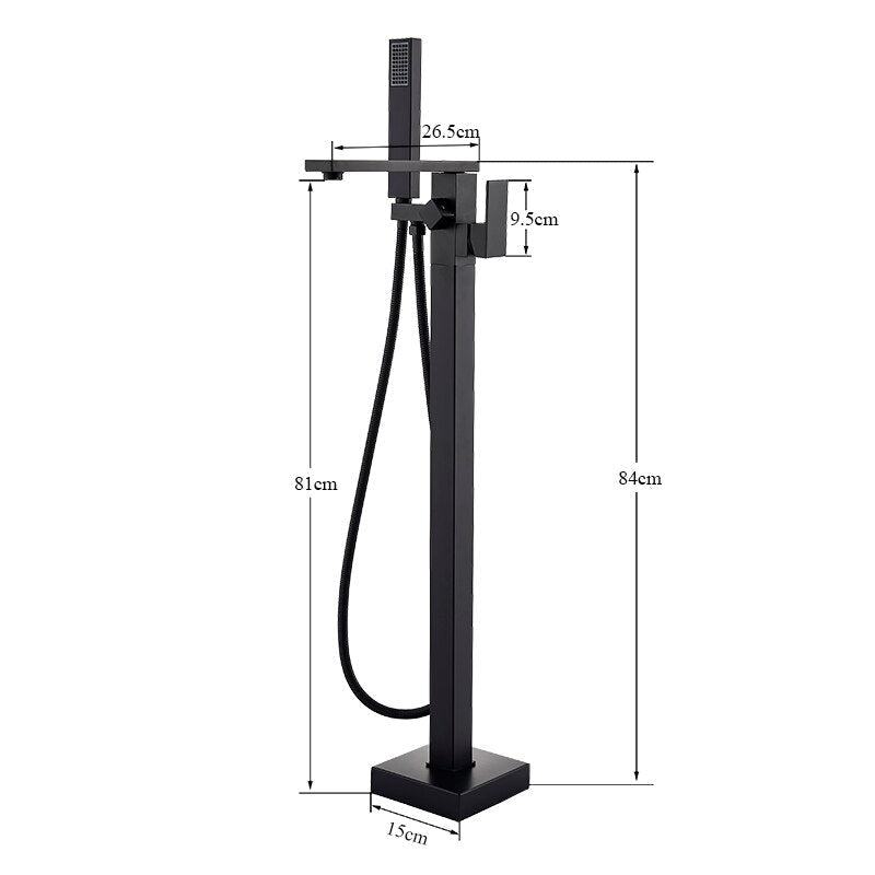 Bathroom Bathtub Faucet Black Flooring Standing Single Handle Cold And Hot Water Mixer Tap Crane