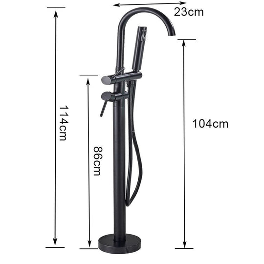 Floor Mounted Chrome Bath Tub Faucet Clawfoot Free Standing Mixer Tap With Handshower Single Lever