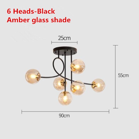 Modern Led Ceiling Lights Glass Ball Nordic Lighting Living Dining Bedroom Kitchen Indoor Golden