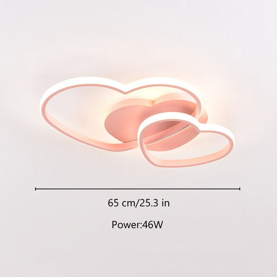 Light For Home Led Bedroom Women Princess Heart Shape Ceiling Lights Lamp Dimmable Wedding Girls