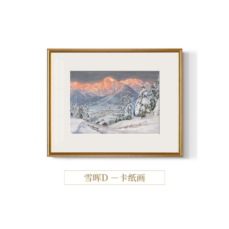 Nordic Snow Mountain Landscape Posters: Modern White Border Wall Art 20X30Cm (No Frame) / D Painting