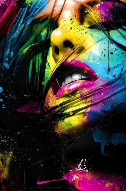 Abstract Woman Portrait Graffiti Canvas - Modern Art For Living Room Decor 40X60Cm Unframed / Jk757