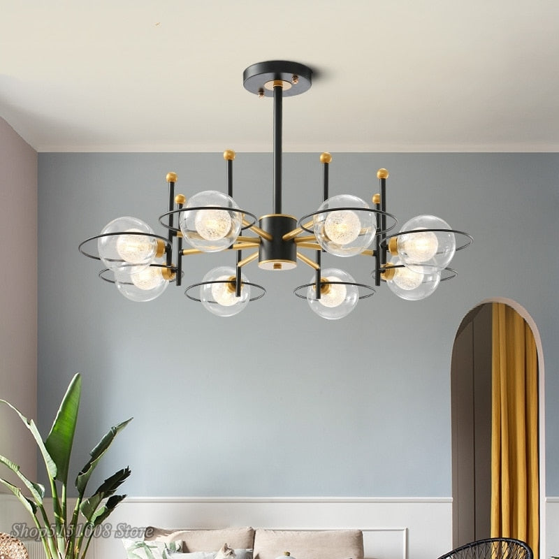 Modern Glass Ball Led Chandeliers For Living Room Cafe Lustre Plafonnier Minimalist Bedroom