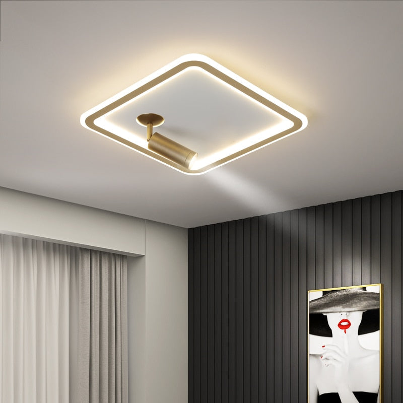 Modern Square Led Chandelier With Spotlights For Bedroom Living Room Ceiling Indoor Lighting Home