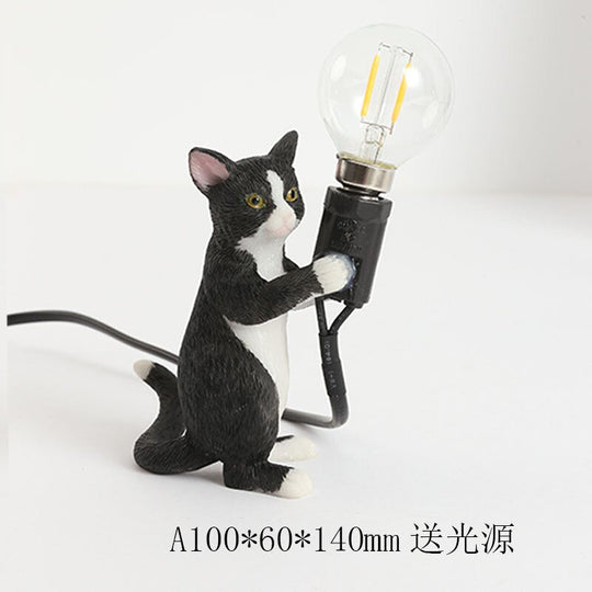 Nordic Animal - Themed Resin Cat Table Lamp - Children’s Bedroom Desk Light Home Decor Night