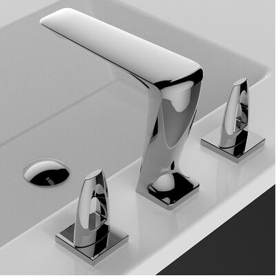 Basin Faucet Widespread Bathroom 8’ Sink 3 Hole Basin Mixer Copper Unique Design Chrome Faucets