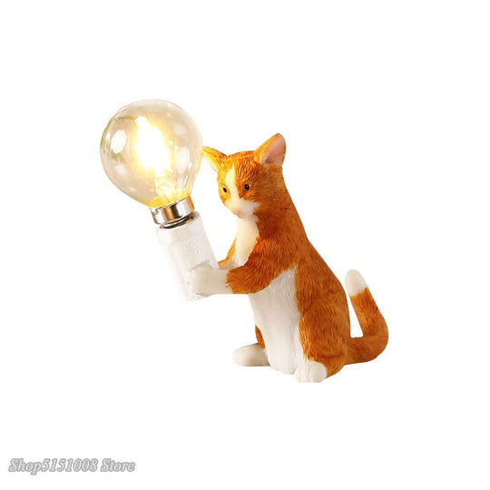 Nordic Animal - Themed Resin Cat Table Lamp - Children’s Bedroom Desk Light Home Decor Night