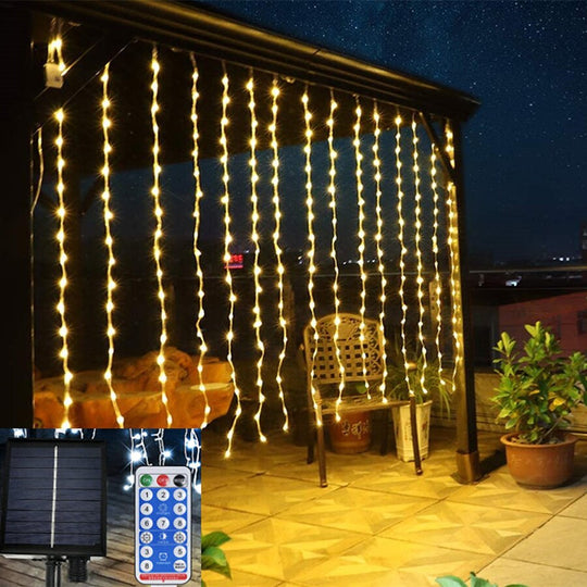 Solar - Powered Led Icicle Curtain Lights: Perfect For Gazebo And Party Decor Solar Lights