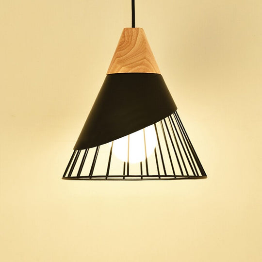 Modern Industrial Lamp Loft Wood Pendant Lights Nordic Iron Hanging Kitchen Bedroom Dining Room