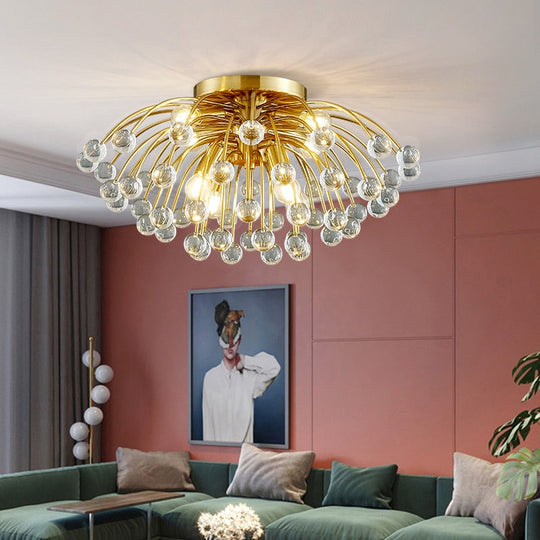 Modern Colorful Crystal Ceiling Chandeliers For Bedroom Living Room Led Round Lamp Luxury Home