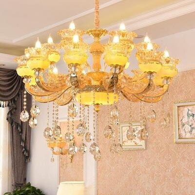 European Style Duplex Building Large Chandelier Villa Hollow Living Room Luxury Hotel Lobby