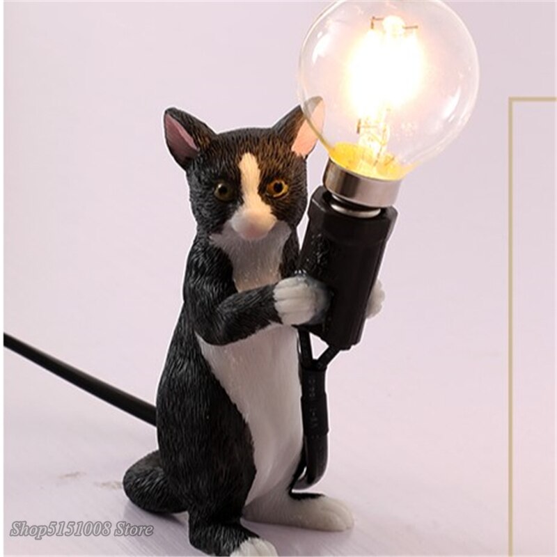 Nordic Animal - Themed Resin Cat Table Lamp - Children’s Bedroom Desk Light Home Decor Night