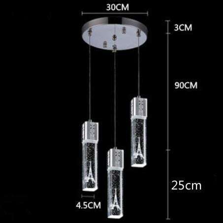 Crystal Pendant Light 3 Head Led Lights Bubble New Modern Column Pendant Lamp Pyramid Transparent