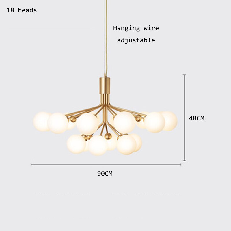 Nordic Led Glass Creative Magic Bean Molecule Chandelier: Modern Lighting For Living Room