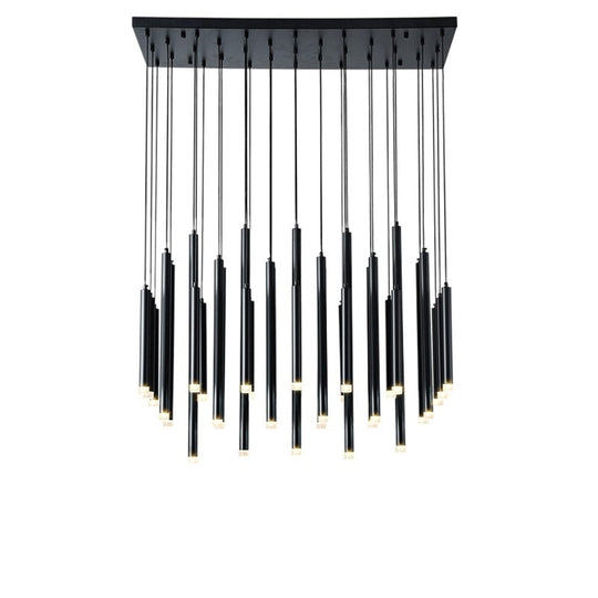 Modern Gold/Black Led Chandelier Ceiling Long Tube Combination Staircase Lighting Living Room