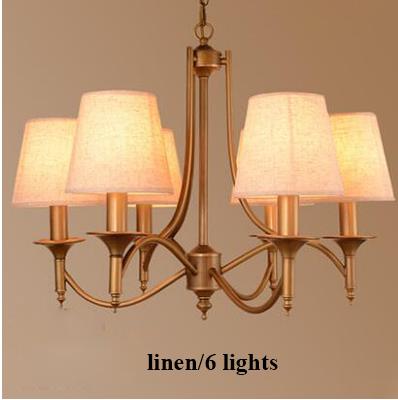 Metal Bronze Chandelier 6/8 Heads For Living Room 6 Heads Linen Pendant Lighting